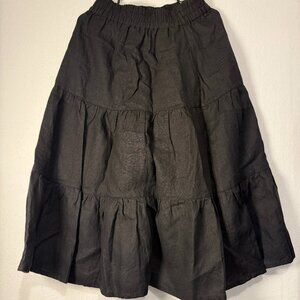 MAGNOLIA tiered linen skirt Size Medium Black BRAND NEW
